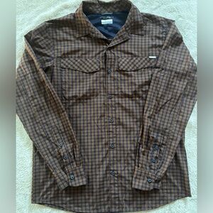 Columbia Omni-Shade Sun Protector Brown and Black Long Sleeve Shirt (L)